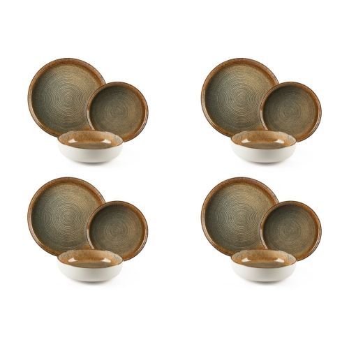 Servizio piatti, effetto artigianale, 12 pezzi, ceramica