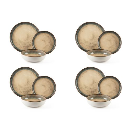 Servizio piatti, effetto artigianale, 12 pezzi, ceramica