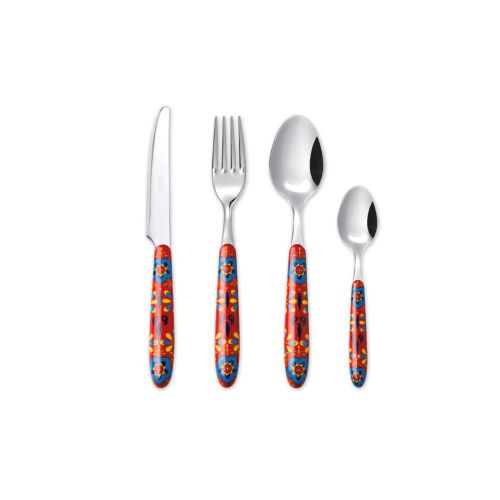 Posate, 24 pezzi, acciaio inox, multicolore, stile messicano