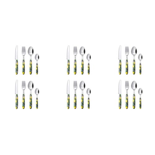Posate, 24 pezzi, acciaio inox, multicolore, con limoni