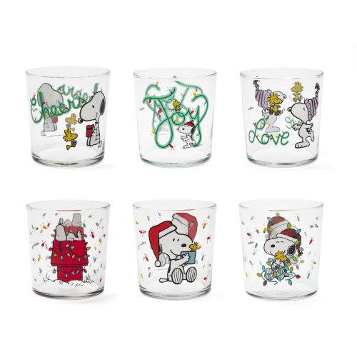 6 bicchieri acqua, peanuts shiny & bright