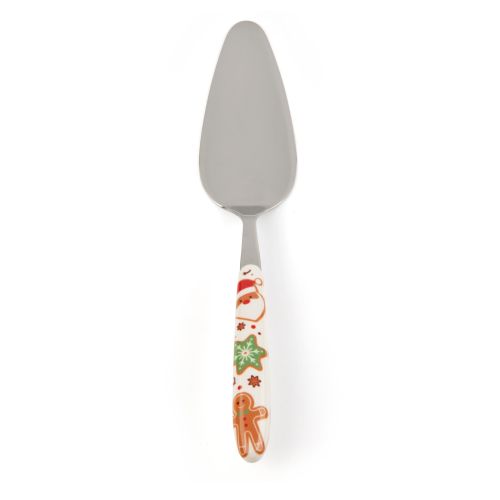 Paletta per dolce, natalizia, acciaio inox, decorata