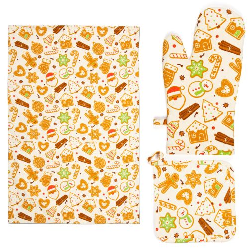 Canovaccio e presina, guanto forno,100% cotone, natalizio