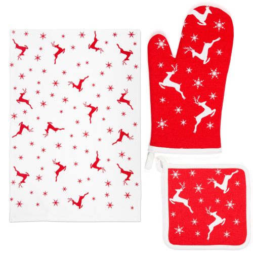 Canovaccio e presina, guanto forno,100% cotone, natalizio