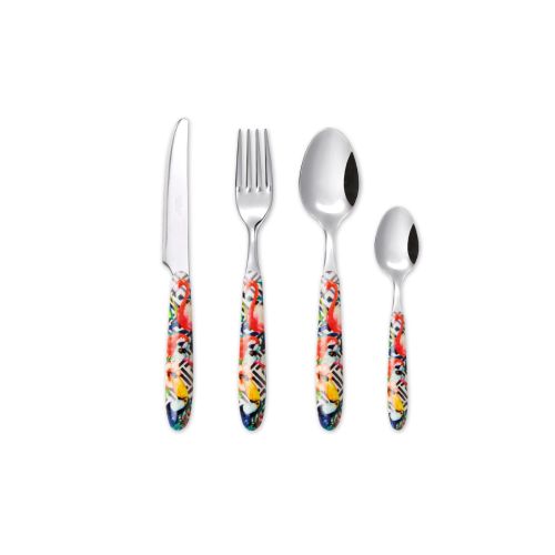 Posate, 24 pezzi, acciaio inox, multicolore, stile tropicale
