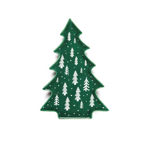 Piatto a servire, abete, ceramica, verde
