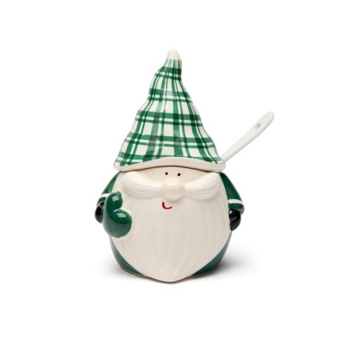 Formaggiera/zuccheriera, gnomo natalizio, ceramica
