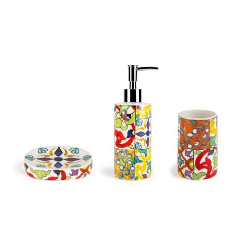 Accessori bagno in set, 3 pezzi, lisbona, mediterraneo