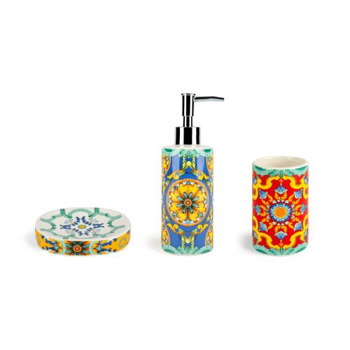 Accessori bagno in set, 3 pezzi, stile siciliano