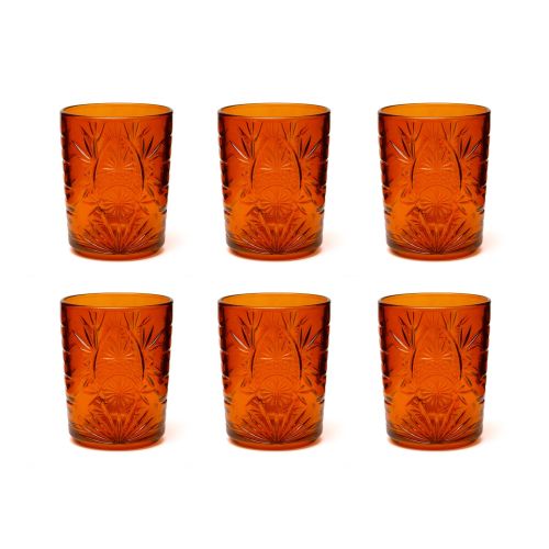 Bicchieri tumbler, con lavorazione, 6 pezzi, arancione