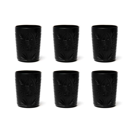 Bicchieri tumbler, con lavorazione, 6 pezzi, nero