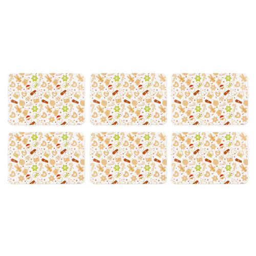 6 tovagliette, rettangolari, pan di zenzero, natalizie