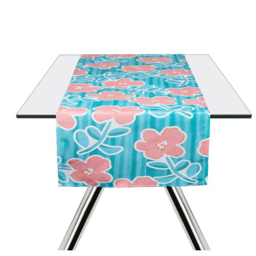 Runner, multicolore, con fiori, 100% cotone, 45x140 cm