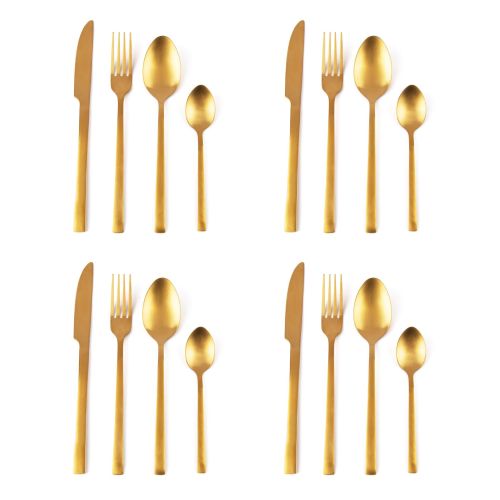 Posate, 16 pezzi, acciaio inox, oro