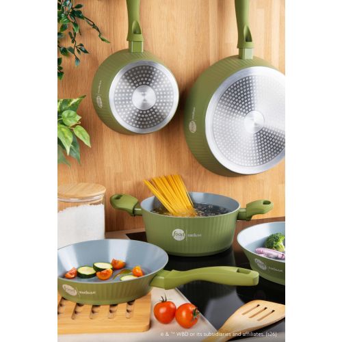 Wok rivestrimento ceramico, 28 cm, verde salvia, food networ
