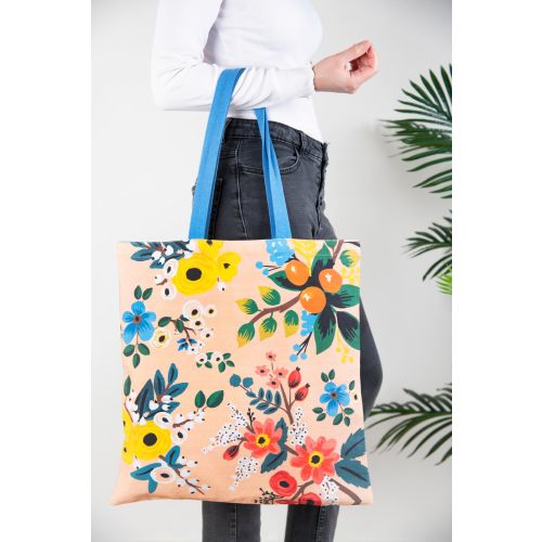 Shopper, 100% cotone, 41,5x41,5 cm, fiori