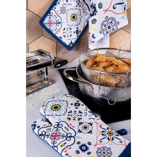 Guanto forno, stile maioliche, 32x18 cm