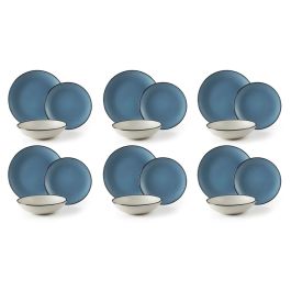 Elama Luna 18 pc Porcelain Dinnerware Set in Dark Blue