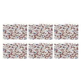 Set di 6 tovagliette all'americana per tavolo da pranzo, vintage, animali, coniglio, fiore, rosa, floreale, set di 6 tovagliette
